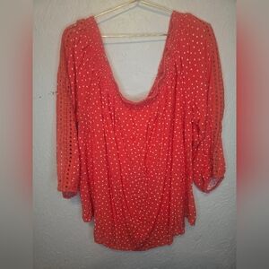 Maurices Red Polka Dot Blouse 3/4 Sleeve Plus Size 3X